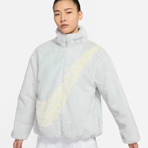 Nike Sportswear Womens Sizes Faux Fur Jacket Plush DO3791-025 Photon Dust